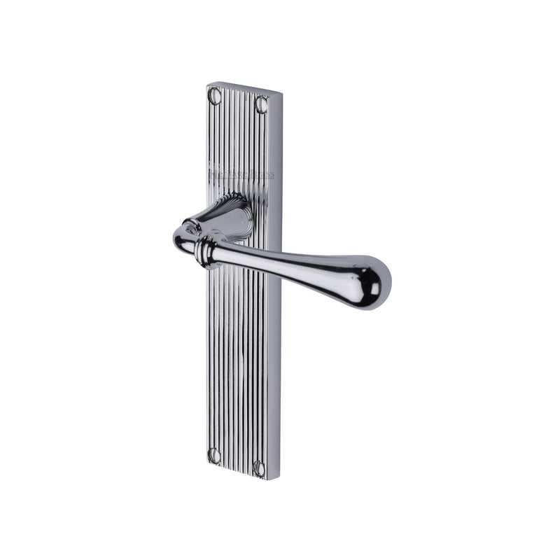 Heritage Brass Roma Reeded Lever Latch Polished Chrome finishUK Design Registration Number 6234525 - RR6010-PC - Choice Handles
