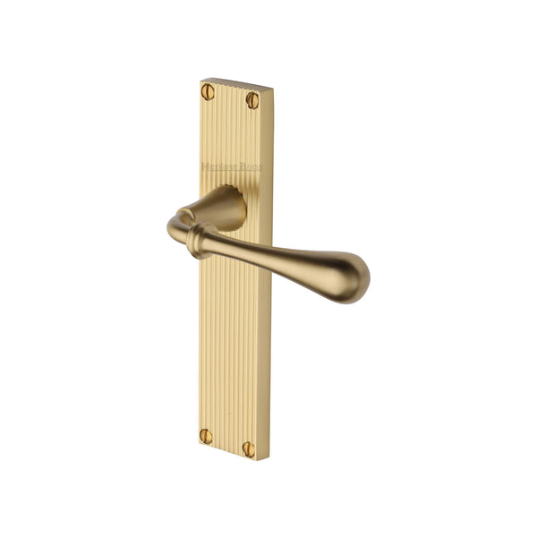 Heritage Brass Roma Reeded Lever Latch Satin Brass finish- RR6010-SB - Choice Handles