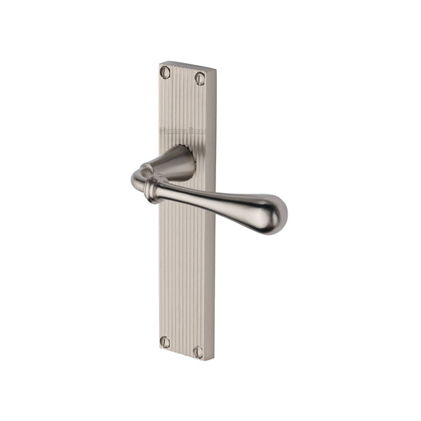 Heritage Brass Roma Reeded Lever Latch Satin Nickel finishUK Design Registration Number 6234525 - RR6010-SN - Choice Handles