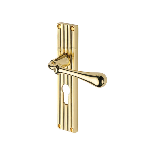 Heritage Brass Roma Reeded Euro Profile Polished Brass finishUK Design Registration Number 6234525 - RR6048-PB - Choice Handles