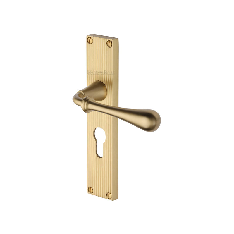 Heritage Brass Roma Reeded Euro Profile Satin Brass finish- RR6048-SB - Choice Handles