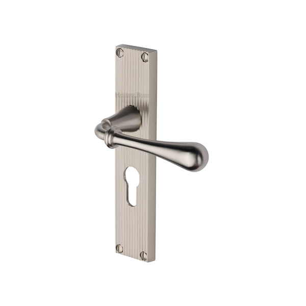 Heritage Brass Roma Reeded Euro Profile Satin Nickel finishUK Design Registration Number 6234525 - RR6048-SN - Choice Handles