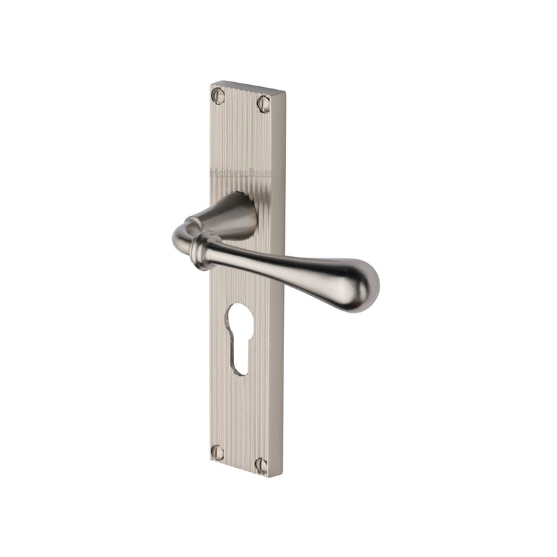 Heritage Brass Roma Reeded Euro Profile Satin Nickel finishUK Design Registration Number 6234525 - RR6048-SN - Choice Handles