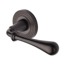 Heritage Brass Door Handle Lever Latch on Round Rose Roma Reeded Design Matt Bronze finish - RR7156-MB - Choice Handles