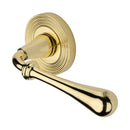 Heritage Brass Door Handle Lever Latch on Round Rose Roma Reeded Design Polished Brass finish - RR7156-PB - Choice Handles