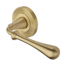 Heritage Brass Door Handle Lever Latch on Round Rose Roma Reeded Design Satin Brass finish - RR7156-SB - Choice Handles