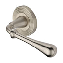 Heritage Brass Door Handle Lever Latch on Round Rose Roma Reeded Design Satin Nickel finish - RR7156-SN - Choice Handles