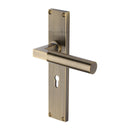Heritage Brass Bauhaus Reeded Lever Lock Antique Brass finishUK Design Registration Number 6234526 - RR7300-AT - Choice Handles