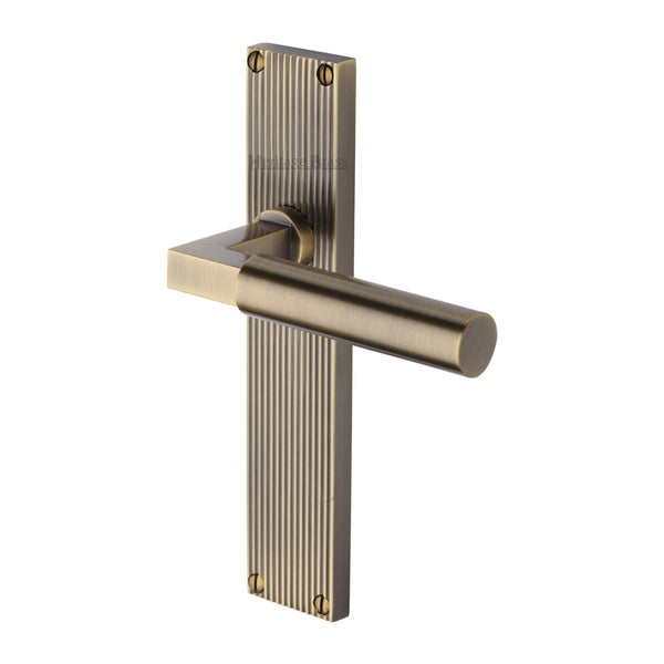 Heritage Brass Bauhaus Reeded Lever Latch Antique Brass finish- RR7310-AT - Choice Handles