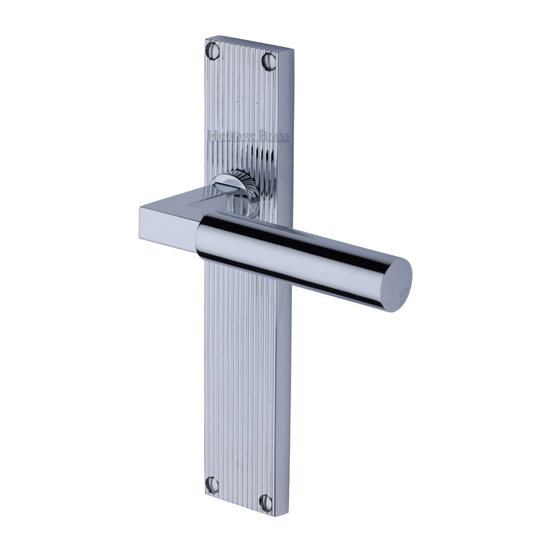 Heritage Brass Bauhaus Reeded Lever Latch Polished Chrome finish- RR7310-PC - Choice Handles