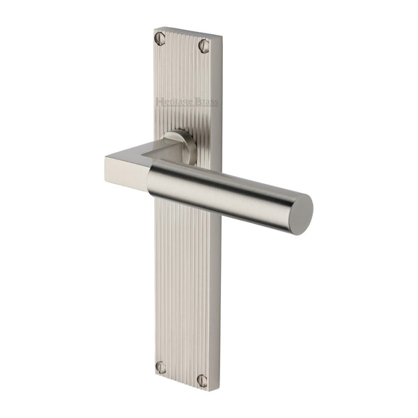 Heritage Brass Bauhaus Reeded Lever Latch Satin Nickel finish- RR7310-SN - Choice Handles