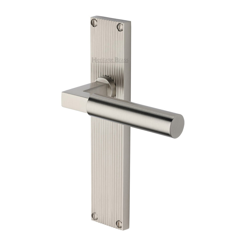 Heritage Brass Bauhaus Reeded Lever Latch Satin Nickel finish- RR7310-SN - Choice Handles