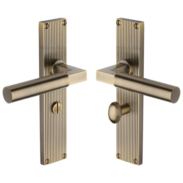 Heritage Brass Bauhaus Reeded Bathroom Set Antique Brass finishUK Design Registration Number 6234526 - RR7330-AT - Choice Handles