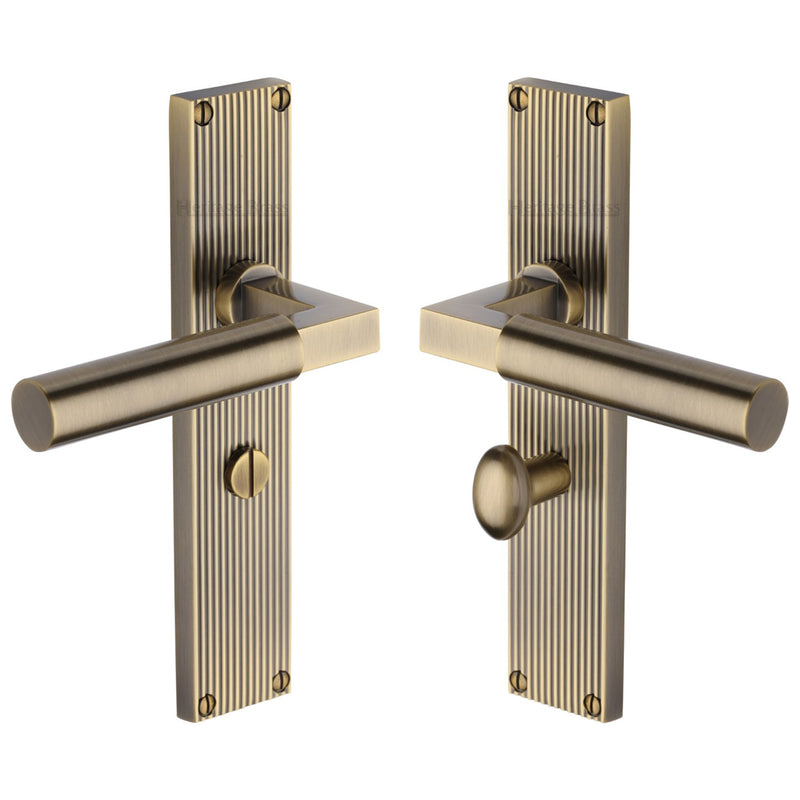 Heritage Brass Bauhaus Reeded Bathroom Set Antique Brass finishUK Design Registration Number 6234526 - RR7330-AT - Choice Handles