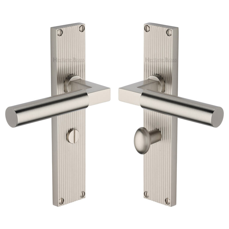 Heritage Brass Bauhaus Reeded Bathroom Set Satin Nickel finish- RR7330-SN - Choice Handles
