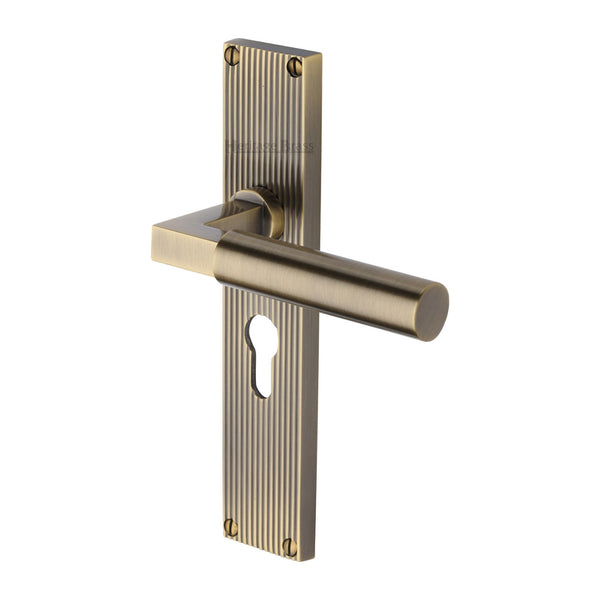 Heritage Brass Bauhaus Reeded Euro Profile Antique Brass finish
UK Design Registration Number 6234526
 - RR7348-AT - Choice Handles