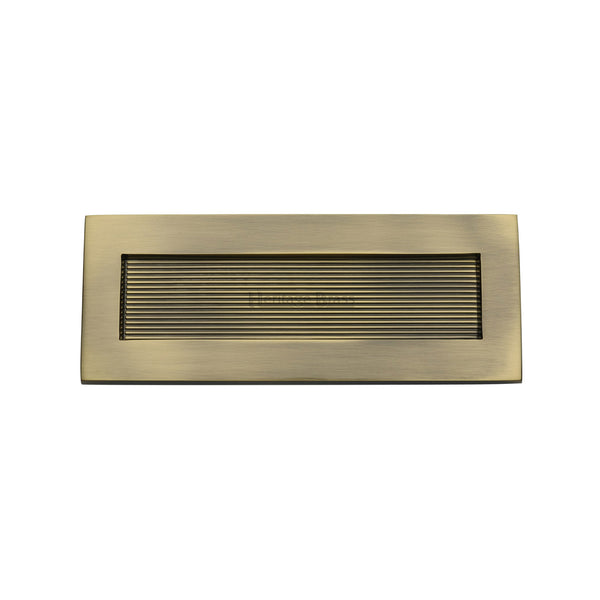 Heritage Brass Reeded Letterplate 10" x 4" Antique Brass finish - RR852 254.101-AT