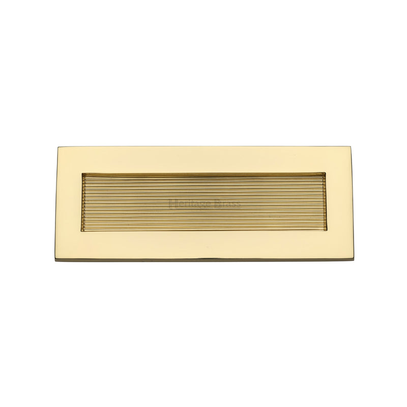 Heritage Brass Reeded Letterplate 10" x 4" Unlacquered Brass finish - RR852 254.101-ULB - Choice Handles