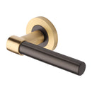 Heritage Brass Door Handle Lever on Rose Phoenix Design Matt Bronze/Satin Brass Finish - RS2017-BSB - Choice Handles