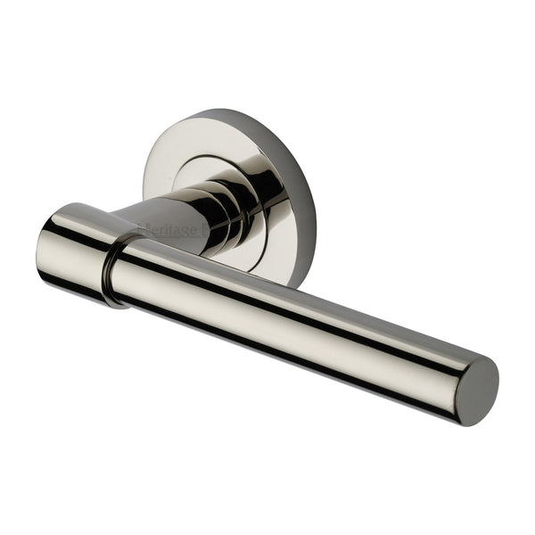 Heritage Brass Door Handle Lever on Rose Phoenix Design Polished Nickel Finish - RS2017-PNF - Choice Handles