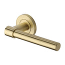 Heritage Brass Door Handle Lever on Rose Phoenix Design Satin Brass Finish - RS2017-SB - Choice Handles