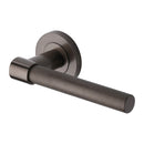 Heritage Brass Door Handle Lever on Rose Phoenix Knurled Design Matt Bronze Finish - RS2018-MB - Choice Handles