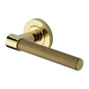 Heritage Brass Door Handle Lever on Rose Phoenix Knurled Design Polished Brass Finish - RS2018-PB - Choice Handles