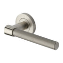 Heritage Brass Door Handle Lever on Rose Phoenix Knurled Design Satin Nickel Finish - RS2018-SN - Choice Handles