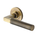 Heritage Brass Door Handle Lever on Rose Signac Design Antique Finish - RS2260-AT - Choice Handles