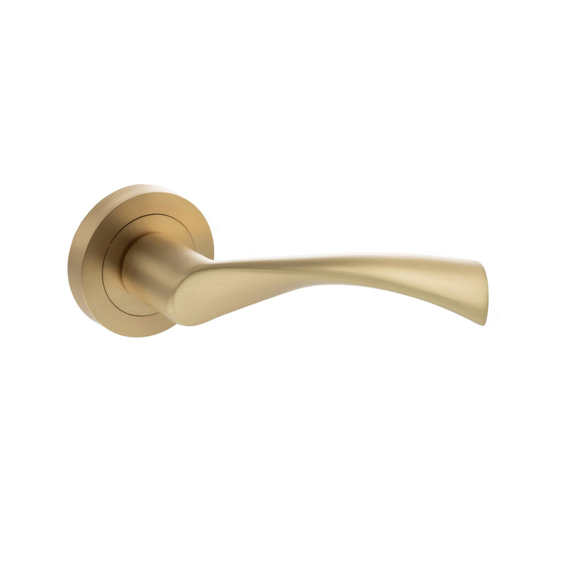 STATUS Colorado Lever Door Handle on Round Rose - Satin Brass - S34RSB - Choice Handles