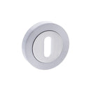 Mediterranean Key Escutcheons on Round Rose - Satin Chrome/Polished Chrome - MESCKSCPC - Choice Handles