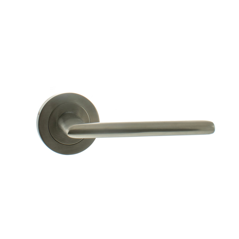 Atlantic - STATUS Alabama Lever on Round Rose - Satin Nickel - S43RSN - Choice Handles