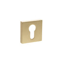 STATUS Euro Escutcheons on S4 Square Rose - Satin Brass - S4ESCESSB - Choice Handles