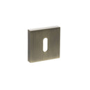 STATUS Key Escutcheons on S4 Square Rose - Antique Brass - S4ESCKSAB - Choice Handles