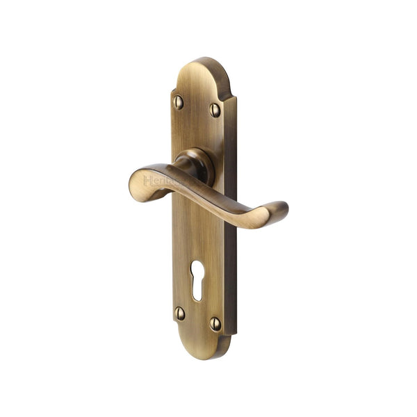 Heritage Brass Door Handle Lever Lock Savoy Design Antique finish - S600-AT - Choice Handles