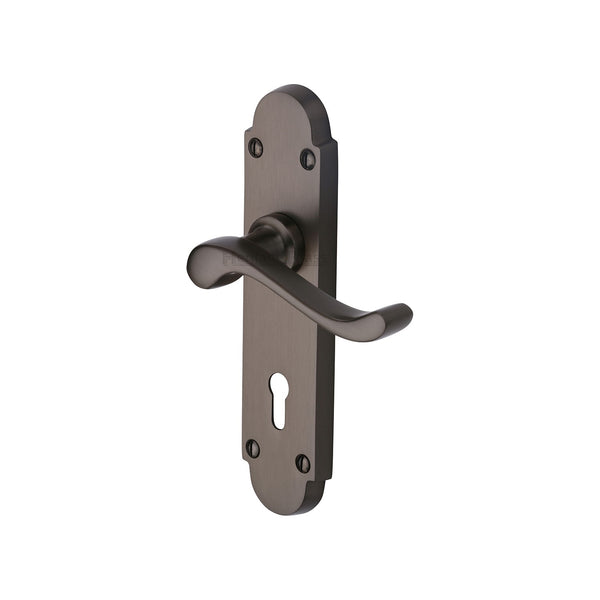 Heritage Brass Door Handle Lever Lock Savoy Design Matt Bronze finish - S600-MB - Choice Handles