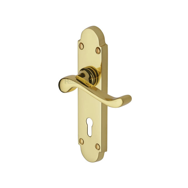 Heritage Brass Door Handle Lever Lock Savoy Design Polished Brass finish - S600-PB - Choice Handles