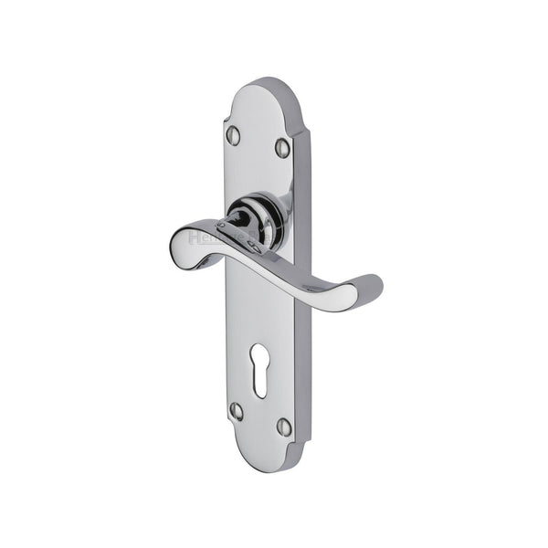 Heritage Brass Door Handle Lever Lock Savoy Design Polished Chrome finish - S600-PC - Choice Handles