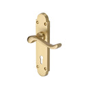 Heritage Brass Door Handle Lever Lock Savoy Design Satin Brass finish - S600-SB - Choice Handles