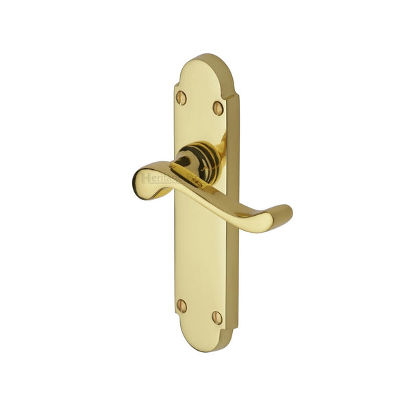 Heritage Brass Door Handle Lever Latch Savoy Design Polished Brass finish - S610-PB - Choice Handles