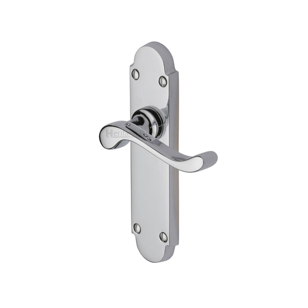 Heritage Brass Door Handle Lever Latch Savoy Design Polished Chrome finish - S610-PC - Choice Handles