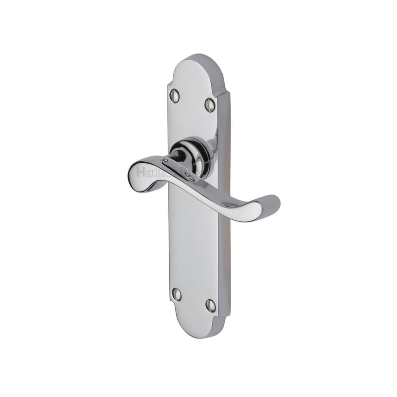 Heritage Brass Door Handle Lever Latch Savoy Design Polished Chrome finish - S610-PC - Choice Handles
