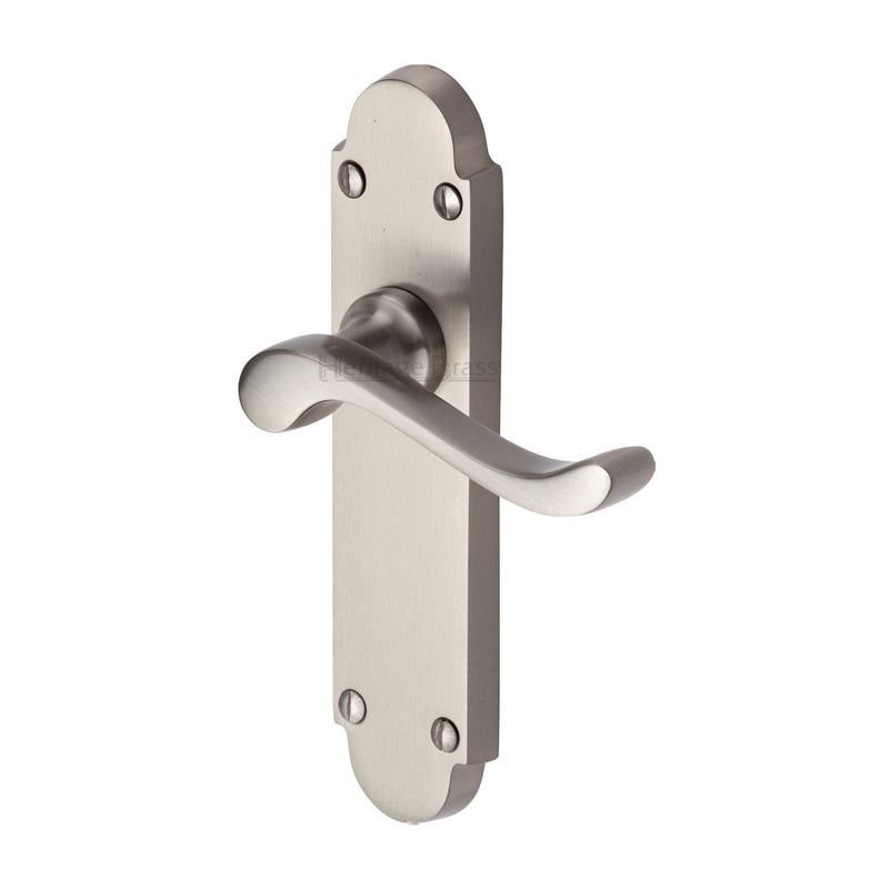 Heritage Brass Door Handle Lever Latch Savoy Design Satin Nickel finish - S610-SN - Choice Handles