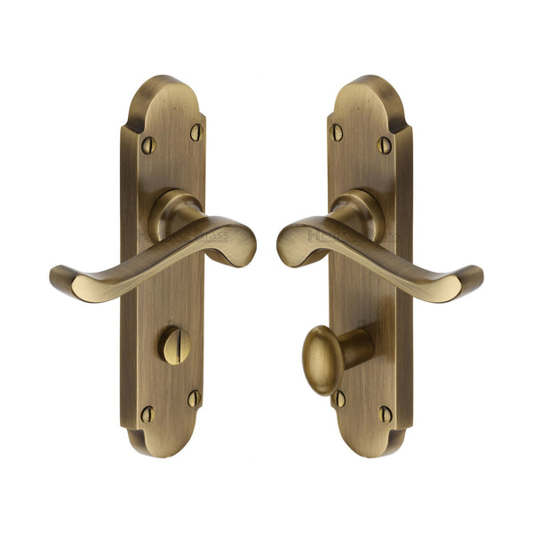 Heritage Brass Door Handle for Bathroom Savoy Design Antique finish - S620-AT - Choice Handles