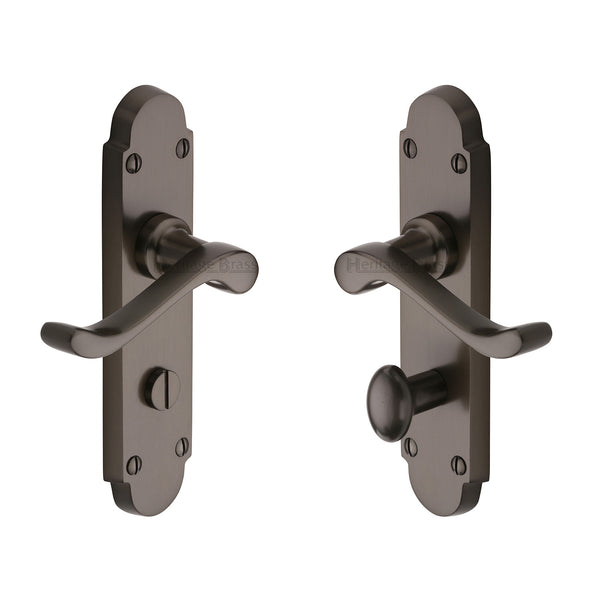 Heritage Brass Door Handle for Bathroom Savoy Design Matt Bronze finish - S620-MB - Choice Handles