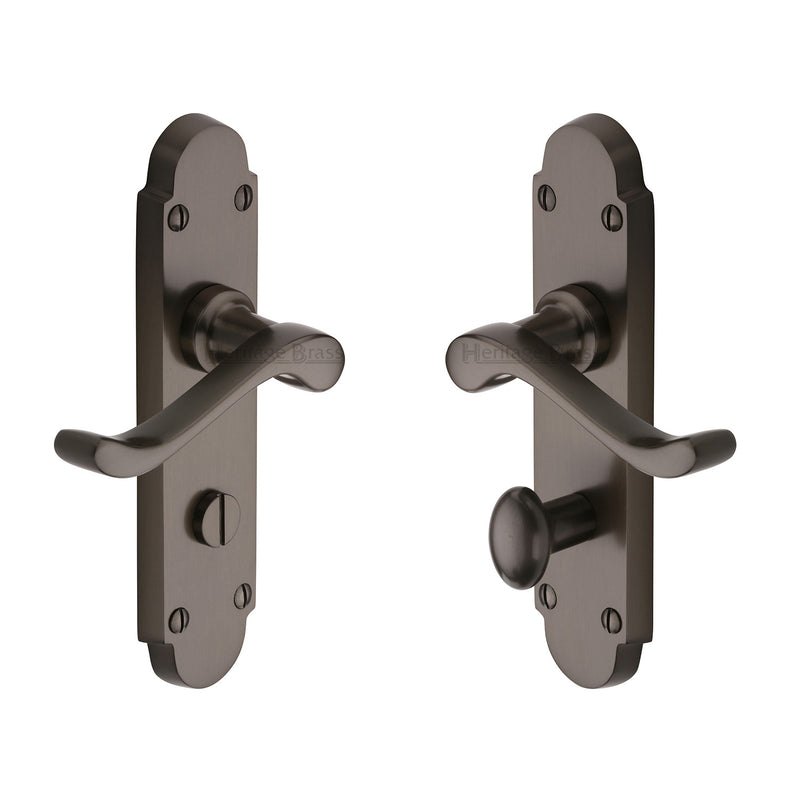 Heritage Brass Door Handle for Bathroom Savoy Design Matt Bronze finish - S620-MB - Choice Handles
