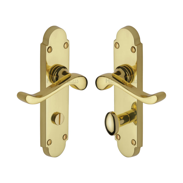 Heritage Brass Door Handle for Bathroom Savoy Design Polished Brass finish - S620-PB - Choice Handles