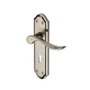 Heritage Brass Door Handle Lever Lock Sandown Design Mercury finish - SAN1400-MC - Choice Handles