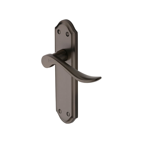 Heritage Brass Door Handle Lever Latch Sandown Design Matt Bronze finish - SAN1410-MB - Choice Handles