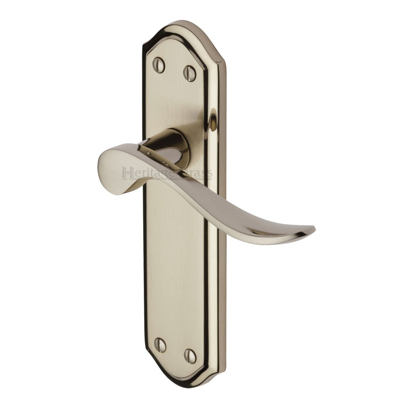 Heritage Brass Door Handle Lever Latch Sandown Design Mercury finish - SAN1410-MC - Choice Handles